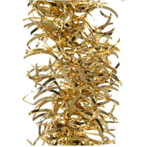 2x Feestversiering folie slingers golf goud 10 cm breed x 270 cm kunststof/plastic kerstversiering - Kerstslingers