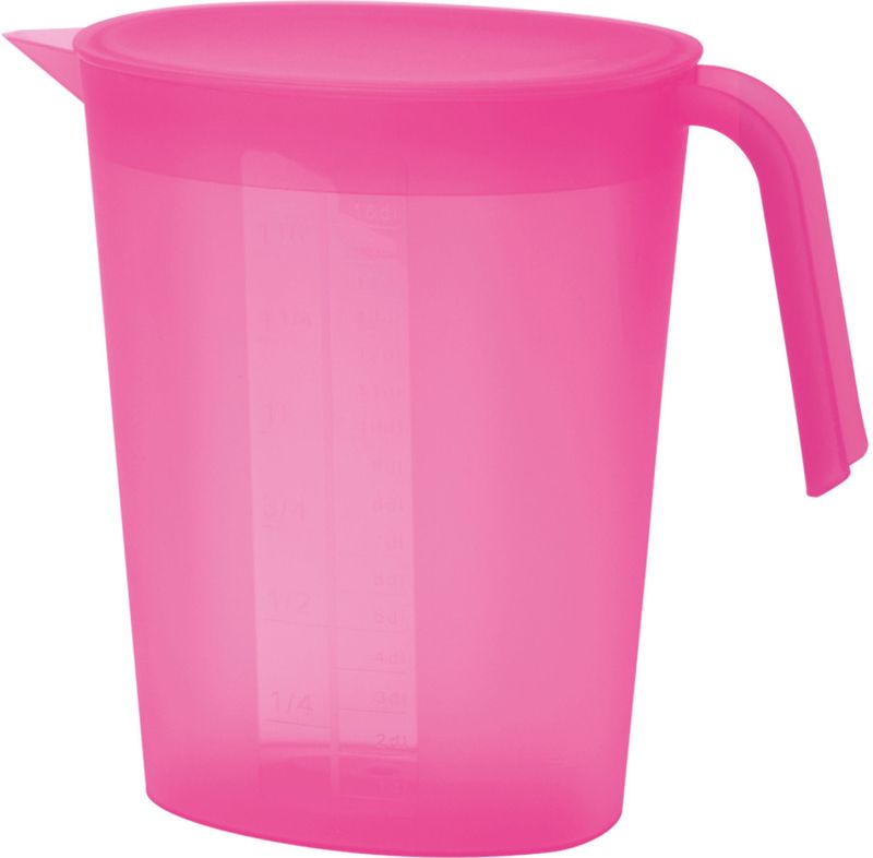 Juypal Maatbeker - fuchsia roze - 1,75 liter - kunststof - L22 x H20 cm - met deksel