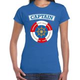 Kapitein/captain verkleed t-shirt blauw voor dames - Feestshirts