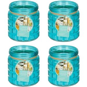 5x citronella kaarsen -  glazen pot - 12 cm - blauw - geurkaarsen