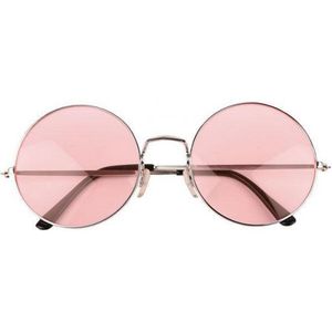 Ronde Hippie / flower power bril XL roze - Verkleedbrillen