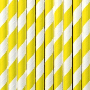Gestreepte rietjes van papier geel/wit 10x stuks - Drinkrietjes