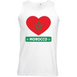 Tanktop wit Marokko vlag in hart wit heren - Feestshirts