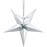 2x Zilveren 5-puntige sterren Kerst versiering decoratie 45 cm - Kerststerren