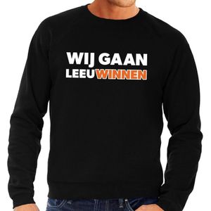 Nederland supporter sweater Wij gaan LeeuWinnen zwart voor heren - Feesttruien
