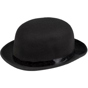 Carnaval verkleed Bolhoed - zwart - polyester - voor volwassenen - Engelsman/Gentleman - Verkleedhoofddeksels