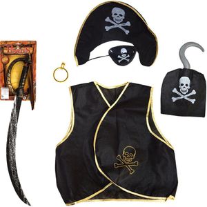 Kinderen speelgoed verkleed set in Piraten stijl thema 6-delig - Verkleedattributen