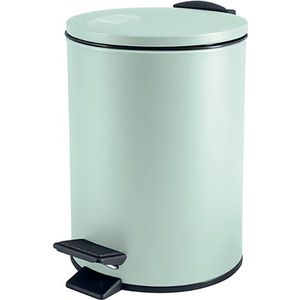 Pedaalemmer Cannes - mintgroen - 3 liter - metaal - 17 x 25 cm - soft-close - voor toilet/badkamer - Pedaalemmers