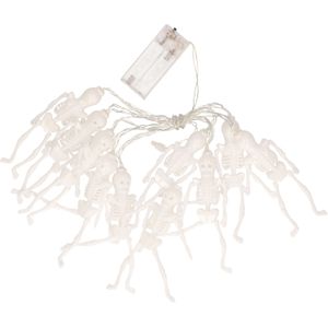 Halloween LED lichtsnoer met 10x skeletten - 165 cm - op batterijen - voor binnen - Feestdecoratievoorwerp