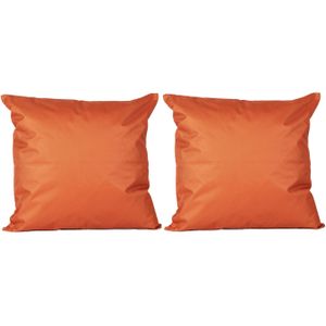 4x Bank/sier kussens voor binnen en buiten in de kleur oranje 45 x 45 cm - Sierkussens