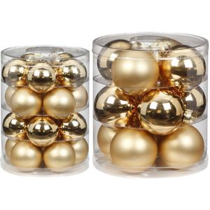 32x stuks glazen kerstballen elegant goud mix 6 en 8 cm glans en mat - Kerstbal