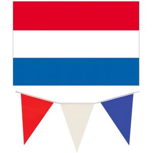 Henbrandt - Nederland vlaggetjes feest versiering set binnen/buiten 4-delig - Vlaggenlijnen