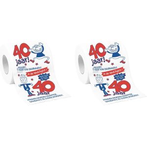 Set van 2x stuks rollen toiletpapier 40 jaar man verjaardagscadeau decoratie/versiering - Fopartikelen