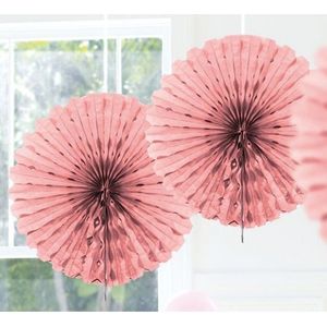 Decoratie waaiers licht roze 45 cm - Hangdecoratie