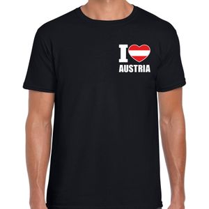 I love Austria t-shirt Oostenrijk zwart op borst voor heren - Feestshirts