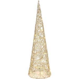 LED kegel kerstboom lamp - goud - 30 leds - H60 cm - met timer - kerstverlichting figuur