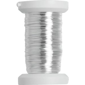 Zilver metallic bind draad/koord van 0,4 mm dikte 40 meter - Hobbydraad