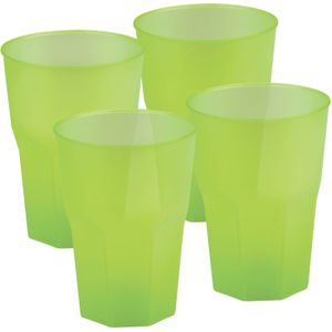 Drinkglazen frosted - groen - 24x - 420 ml - onbreekbaar kunststof - Feest/cocktailbekers - Drinkglazen