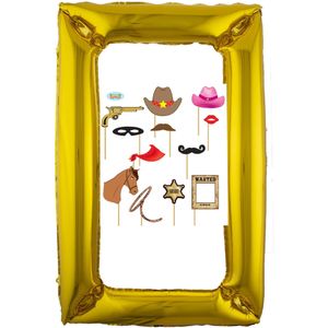 Foto prop set met frame 75 x 100 cm - cowboy/western feest thema - 13-delig - photo booth - Fotoprops