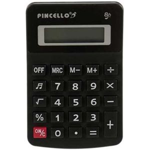 Rekenmachine/calculator - zwart - 7 x 11 cm - voor school of kantoor - Solar - Rekenmachines