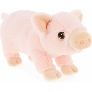 Keel Toys pluche varken/biggetje knuffeldier - roze - lopend - 28 cm - Knuffel boederijdieren