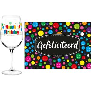 Happy Birthday cadeau glas 75 jaar verjaardag en Gefeliciteerd kaart - feest glas wijn