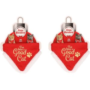 2x stuks kerst halsband bandana zakdoek voor katten - Kledingaccessoire voor dieren
