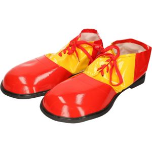Grote fun verkleed Clown schoenen - geel met rood - one size - Verkleedschoenen