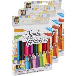 16x Gekleurde jumbo stiften/markers - Hobby viltstiften