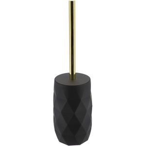 WC/toiletborstel in houder Diamond - zwart - kunststof - 8 x 34 cm - Toiletborstels