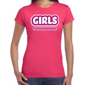 Vrijgezellenfeest verkleed t-shirt dames - Girls Fun - fuchsia roze - bachelorette feest - Feestshirts