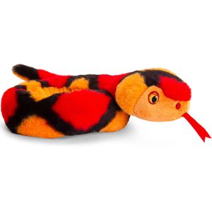 Pluche Knuffel Dieren Kleine Opgerolde Slang Rood 65 cm - Knuffelbeesten Reptietel Speelgoed