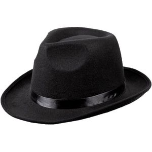 Carnaval verkleed hoed voor een Maffia/gangster - zwart - polyester - heren/dames - Verkleedhoofddeksels