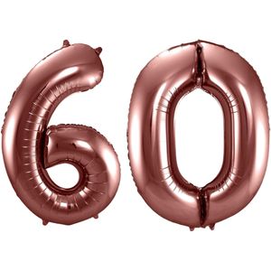 Grote folie ballonnen cijfer 60 in het brons 86 cm - Ballonnen