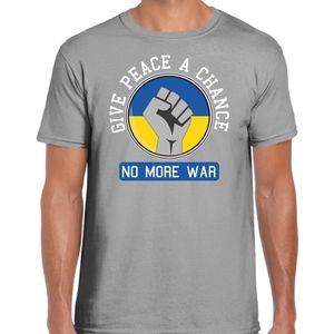 Protest T-shirt voor heren - Oekraine - give peace a chance, no more war - grijs - vrede - Feestshirts