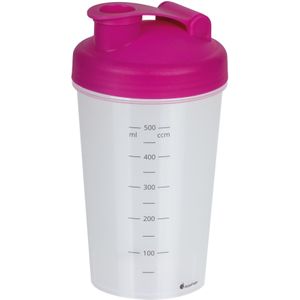 Shakebeker/shaker/bidon - 600 ml - roze - kunststof - Shakebekers