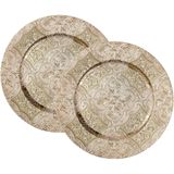 Inge Christmas kerstdiner onderborden -2x - 33 cm -kunststof -goud brokant