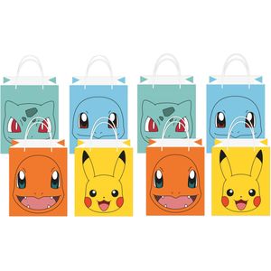 Pokemon themafeest uitdeelzakjes - 16x - papier - 13 x 22 cm - Uitdeelzakjes