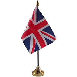 Polyester Britse vlag voor op bureau 10 x 15 cm - Vlaggen