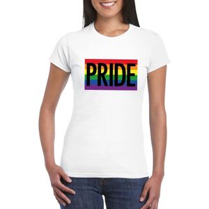 Lesbo shirt Pride regenboog vlag dames wit - Feestshirts