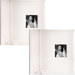2x Luxe fotoboek/fotoalbum Luna bruiloft/huwelijk met 50 paginas wit 32 x 32 x 5 cm - Fotoalbums