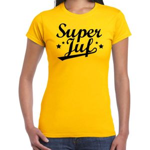 Super juf cadeau t-shirt geel voor dames - Feestshirts