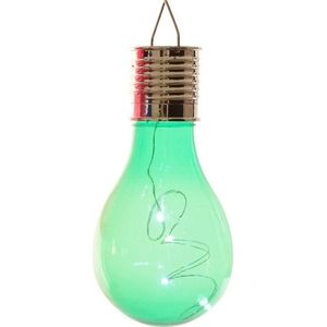 1x Solarlamp lampbolletje/peertje op zonne-energie 14 cm groen - Buitenverlichting