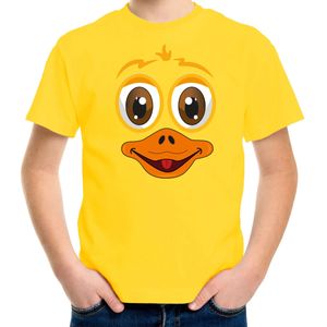 Dieren verkleed t-shirt voor kinderen - eend gezicht - carnavalskleding - geel - Feestshirts