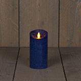 2x Donkerblauwe LED kaars / stompkaars met bewegende vlam 15 cm - LED kaarsen