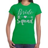 Bride Squad Cupido zilver glitter t-shirt groen dames - Feestshirts