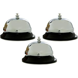 3x stuks RVS receptiebellen 8,5 cm - Kantoorgadgets