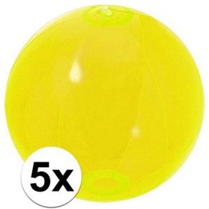 5x Opblaas strandbal neon geel - Strandballen
