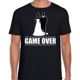 Vrijgezellen feest t-shirt voor heren - Game Over - zwart - bachelor party/bruiloft - Feestshirts