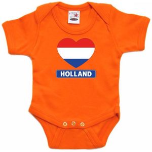 Oranje rompertje Holland hart vlag baby - Feest rompertjes